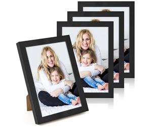 WenYa 6x8 Black Photo Frames, 4 Pack 8x6 Picture Frames Wall and Desktop Horizontal Vertical 20.3x15.2cm Frames for Family Pictures Display (Black, 6x8-4pack)