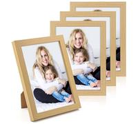 WenYa 6x8 Oak Photo Frames, 4 Pack 8x6 Picture Frames Wall and Desktop Horizontal Vertical 20.3x15.2cm Frames for Family Pictures Display (Oak, 6x8-4pack)