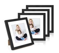 WenYa 8x8 Black Photo Frames 4 Pack, 20x20cm Wall Tabletop Picture Frames | Wooden Frame, Max Fits 8x8 Photos, Wall Mounted & Table Standing, Home Decor for Family Portrait, Bedroom Living Room Gallery