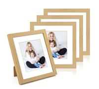 WenYa 8x8 Oak Photo Frames 4 Pack, 20x20cm Wall Tabletop Picture Frames | Wooden Frame, Max Fits 8x8 Photos, Wall Mounted & Table Standing, Home Decor for Family Portrait, Bedroom Living Room Gallery