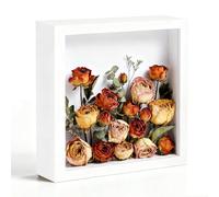WenYa 8x8 Shadow Box Frame, 22.1x22.1cm Hollow 3cm 3D Photo Frame, White | Wooden Frame, Wall Mounted & Table Standing, Memory Box Frame for Memorabilia, Photos, Awards, Dried Flowers, Medals, Crafts