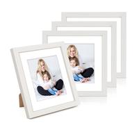 WenYa 8x8 White Photo Frames 4 Pack, 20x20cm Wall Tabletop Picture Frames | Wooden Frame, Max Fits 8x8 Photos, Wall Mounted & Table Standing, Home Decor for Family Portrait, Bedroom Living Room Gallery