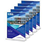 WenYa A4 Acrylic Sign Holder, 5PCS Clear Acrylic Poster Menu Holder, Sign Holder T Shaped Double Sided, Wall Sign Memo Document Menu Holder