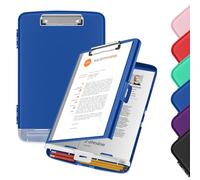 WENYA A4 Clipboard with Storage, Plastic A4 Clipboard Folder Storage Box with Separate Pen Compartment for School Office Medical Personnel