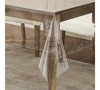 WenYa Clear PVC Tablecloth - Plastic Table Cover, Waterproof Table Protector, Rectangular Wipeable Table Cloth for Dining, Party, Workbench - Oilproof, Stain-Resistant, Reusable (100x61in/255x155cm)