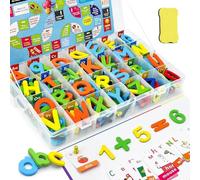 WenYa Colourful Magnetic Letters and Numbers with Board for Children, 240PCS Uppercase Lowercase Foam Magnetic Alphabet Letters and Numbers with Board and Early Learning Cards