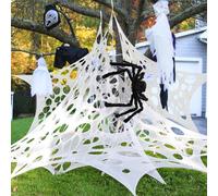 WenYa Giant Halloween Spider Web Kit with 36" Giant Spider | Stretchable DIY Cobweb Gauze with Stakes | for Indoor Outdoor Yard House Party Halloween Decoration