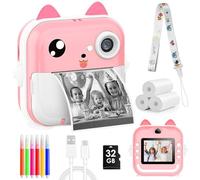 WenYa Kids Camera Instant Print, 2.4'' 1080P HD Instant Kids Digital Camera with Print Paper & 32GB Card for Boys & Girls Age 3-12 (Pink)