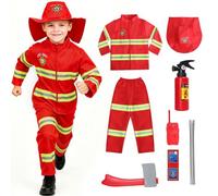 WenYa Kids Firefighter Costume Set with Hat & Toy Accessories