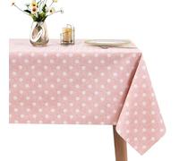 WenYa Polka Dot Tablecloth Wipe Clean Table Cloth Wipeable PVC Tablecloths Plastic Dinner Cover, Rectangular Waterproof Table Cover Protector for Picnic Party Indoor Outdoor -Pink, 100x54in/255x137cm