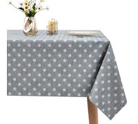 WenYa Polka Dot Tablecloth Wipe Clean Table Cloth Wipeable PVC Tablecloths Plastic Dinner Cover, Rectangular Waterproof Table Cover Protector for Picnic Party Indoor Outdoor - Grey, 85x54in/215x137cm