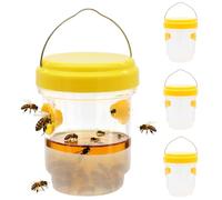 WenYa Reusable Wasp Trap, Hanging Outdoor Insect Catcher for Wasps, Hornets & Carpenter Bees, Non-Toxic Bee Killer for Garden, Patio, Picnic, Farm (Yellow)