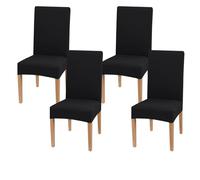 WenYa Stretch Chair Covers for Dining Room, High Back, Removable and Washable, Full Wrap Elastic Cover for Hotel, Wedding, Kitchen (4, Black)