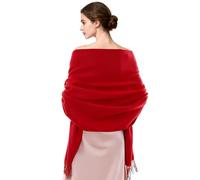 WenYa Women's Pashmina Shawl, Large Soft Blanket Scarf for Wedding, Evening Dress, Winter (Red)