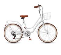 WENYAZIGUO Commuter Bicycle, Adult Hybrid Cruiser Bicycle 6-Speed Cargo Rack Multicolor Multiple Sizes(White,22inch)