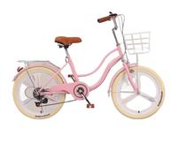 WENYAZIGUO Commuter Bicycle, Women's 6-Speed City Hybrid Bicycle, Double Beam Frame, Brakes, Multicolor, Multiple Sizes(Pink,24inch)
