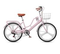 WENYAZIGUO Commuter Bicycle, Women's 7-Speed Step-Through Hybrid Commuter Bicycle Pneumatic Tires Multicolor 22-26inch(Pink,22inch)
