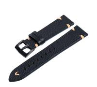 WENYAZIGUO Leather Watch Straps, Vintage Distressed Faux Leather Watch Straps Multicolor 18-22mm(Black-Black,22mm)