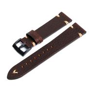 WENYAZIGUO Leather Watch Straps, Vintage Distressed Faux Leather Watch Straps Multicolor 18-22mm(Dark brown-Black,18mm)