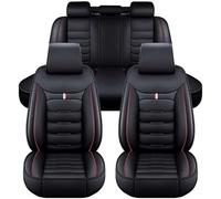 WENYINGLIHAI Full leather car seat covers for MG HS Trophy 2024, 5 Seats Cover Front Rear Waterproof Breathable Comfortable Interior Accessories,B/Black Red