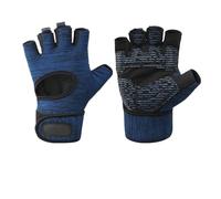 WENYOG 1 Pair Bodybuilding Half Finger Silicone Non-slip Gym Gloves Weightlifting Dumbbell Sport Training Yoga Fitness Gloves(1 pair blue A,L)