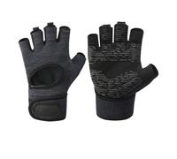 WENYOG 1 Pair Bodybuilding Half Finger Silicone Non-slip Gym Gloves Weightlifting Dumbbell Sport Training Yoga Fitness Gloves(1 pair bk A,S)