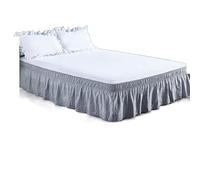 WENYOG Bed skirts Thicken High Ruffles Embroidered Craft Bed Skirt-Extra Durability Stylish for Comforting Aesthetic-15 Inch Deep(Gray,C-King 200x220x38cm)