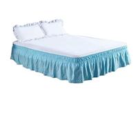 WENYOG Bed skirts Thicken High Ruffles Embroidered Craft Bed Skirt-Extra Durability Stylish for Comforting Aesthetic-15 Inch Deep(Lake blue,C-King 200x220x38cm)