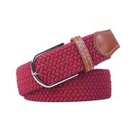 WENYOG Mens Belts Canvas 107/120/130cm Unisex Elastic Woven Casual Belt Pin Buckle Expandable Braided Stretch Canvas Leisure Belts(3.3cmX107cm,Wine red)