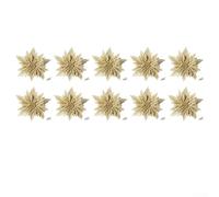 wenyouya 10-Piece 15cm Christmas Decoration Flowers Plastic Multi-Color, for Tree Wreath Indoor Holiday Decor(gold)