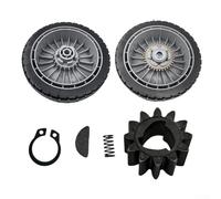 wenyouya 8 inch Lawn Mower Wheels Fits for Honda HRR216 HRS216 HRT216 12-Tooth Drive Gear Kit Heavy-Duty Plastic Rubber Tires for Uneven Terrain(2pc front&rear+1gear)