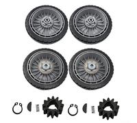 wenyouya 8 inch Lawn Mower Wheels Fits for Honda HRR216 HRS216 HRT216 12-Tooth Drive Gear Kit Heavy-Duty Plastic Rubber Tires for Uneven Terrain(4pc front&rear+2gear)