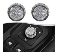 wenyouya Car Interior Volume Knob Decorative Ring with Rhinestones fits for Magotan for Jetta for Golf for GTI for Atlas Vehicle Audio Control Button Trim Accessories 2PCS