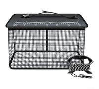 wenyouya Floating Fish Basket with 6m Anti-Slip Rope, Heavy-Duty Nylon Mesh Keep Net for Shore, Rock and Sea Fishing(40cm black)