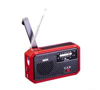 wenyouya Hand Crank Solar Radio with SOS Alarm LED Flashlight 14x8cm ABS Portable for Outdoor Camping Survival(Red)