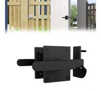 wenyouya Heavy-Duty Aluminum Barn Door Latch Double-Sided Handle Garden Gate Lock Black Silver Fence Security Hardware Easy Installation for Children Pets Safety(Black)