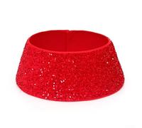 wenyouya Mermaid Sequin Christmas Tree Collar, Double-Sided Velvet Base Decorative Ring Cover for Artificial Xmas Tree Stand(Red)