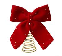 wenyouya Tree-Top Star Bow Tie Velvet and Metal, 30cm Burgundy, Luxurious Soft Texture, Classic Christmas Tree Top Standalone Decor Red