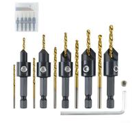 wenyouya Wood Countersink Drill Bit Set with Titanium Coating, Hexagonal Shank for Precise Chamfering and Boring, Perfect for Woodworking and Detailed Wood Carving