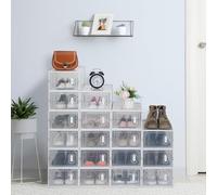 wenyuyu Shoe Storage Box,18 pcs Stackable Shoe Boxes Clear Plastic Shoe Organizer Shoe Containers with Lids for Women/Men,Fit UK 9.5