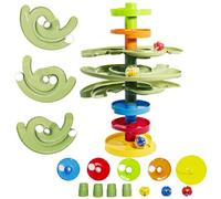 WEofferwhatYOUwant 2-Way Ball Drop - STEM Tower Toy with Dual Direction Green Ramps for Toddlers 9M+ | Educational, Expandable Ball Track with Large Rattle Balls & Easy Assembly