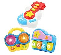 WEofferwhatYOUwant Baby Musical Instrument Set - Guitar Bongo Drums & Piano - Bedtime Light-up Projector - Several Modes of Play with Auto Off Function for Babies 6+ Months - All Batteries Included