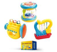 WEofferwhatYOUwant Baby Musical Instruments - Set of Trumpet Drum Harp - Each with Different Childhood Music and Play Modes - Portable Travel Size - Baby Auto Off Function - Batteries Included