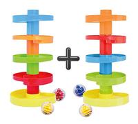 WEofferwhatYOUwant Ball Drop Toy 14-Piece Montessori STEM Tower Set for Toddlers 9M+ with Stackable Swirl Ramps, Expandable Marble Run, 1.8" Rattle Balls, Baby Coordination, Motor Skills, Sensory Play