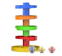 WEofferwhatYOUwant Ball Drop Toy - Montessori STEM Tower for Toddlers 9M+ | 8-Piece Set with Stackable Ramps & 1.8" Rattle Balls | Sensory Coordination Toy | Safe, Expandable, Easy Storage
