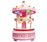 WEofferwhatYOUwant Carousel Music Box Pink - Rotating Horse Merry Go Round with Colour-Changing LED Lights | Wind-Up Musical Box Plays Beethoven’s Für Elise | Nursery Night Light, Cake Topper & Gift