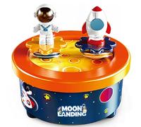 WEofferwhatYOUwant Moon Landing Music Box Wind-Up Astronaut & Rocket Figures on Lunar Base No Batteries Required Fly Me to the Moon Melody Spinning Cake Topper & Kids Room Decor Space-Themed Gift Idea