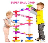 WEofferwhatYOUwant Super Ball Drop - 28-Piece Giant STEM Tower Toy for Toddlers 9M+ with Large Balls Windy Ramps & Double Bridges Expandable Educational Building Set for Early Learning & Motor Skills