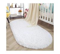 WEOKDFHA Bay Window Mat Oval Carpet For Living Room Furry Sofa Area Rugs Bedroom Bedside Rug Soft Plush Mat Home Decor Grey(White,140x200cm 55x78in)