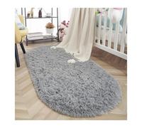 WEOKDFHA Bay Window Mat Oval Carpet For Living Room Furry Sofa Area Rugs Bedroom Bedside Rug Soft Plush Mat Home Decor Grey(Grey,140x200cm 55x78in)